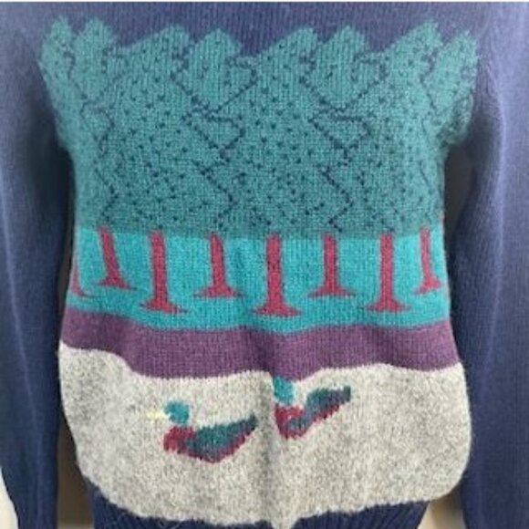 Vintage Skyr Cottagecore Mallard Duck Sweater XSmall Countryside Forest Wool - Picture 2 of 8